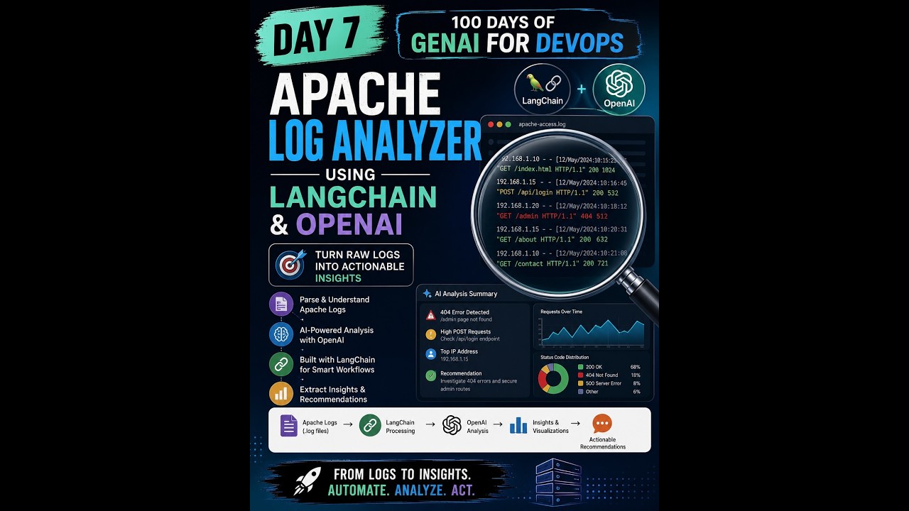 Video thumbnail for the Day 10 lesson: Apache Log Analyzer Using LangChain and OpenAI